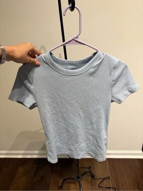 Old Navy Light Blue Ribbed Short Sleeve Tee